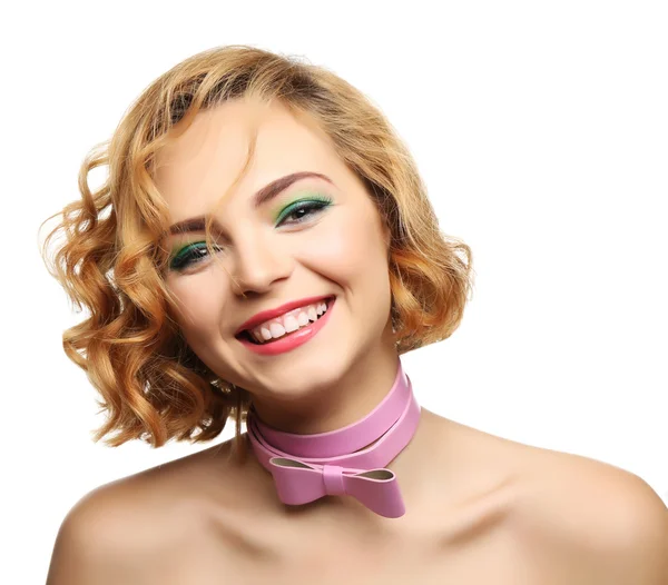 Mooi meisje met kleurrijke make-up — Stockfoto