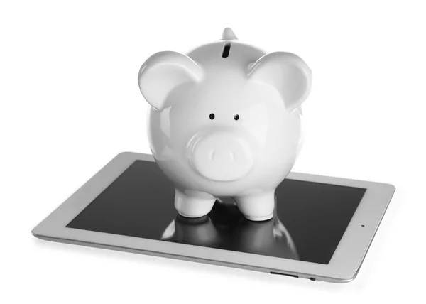 Piggy Bank em Tablet — Fotografia de Stock