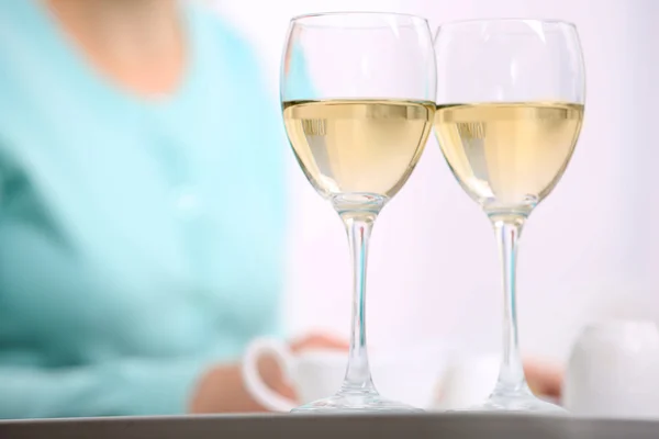 Dinner with glasses of wine — Stock Photo, Image