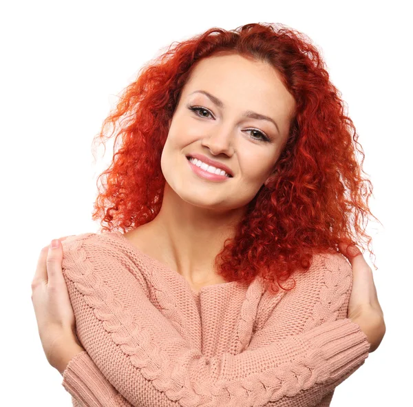 Glad rödhårig ung kvinna — Stockfoto