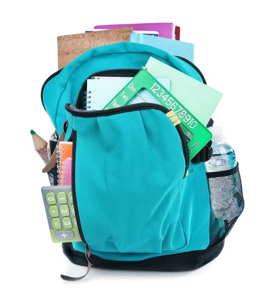 Backpack with school supplies — Stock Photo, Image