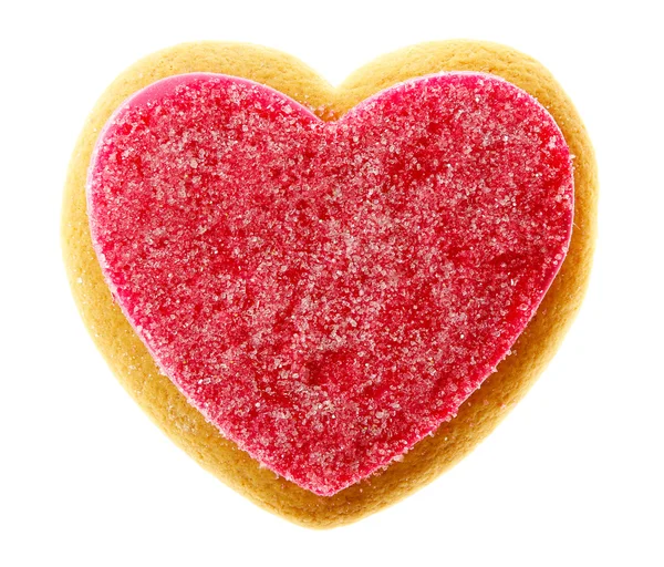 Valentine heart cookie isolated on white — Stock Photo, Image