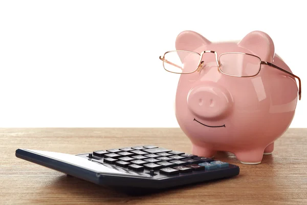 Piggy bank met bril — Stockfoto