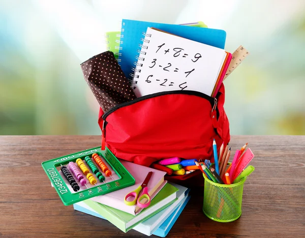 Bag with school equipment — Stock Photo, Image