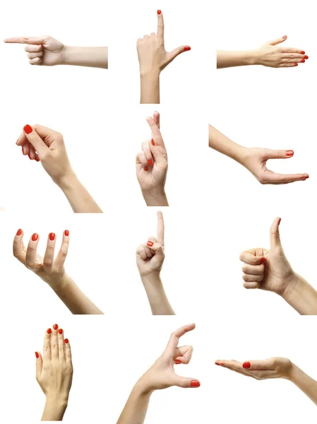 Set di gesti delle mani femminili — Foto Stock