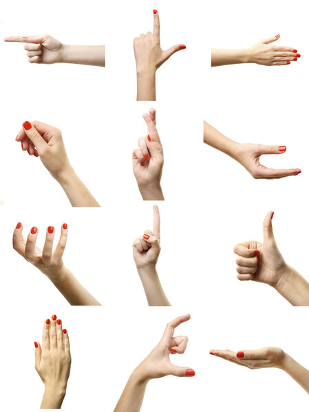 Set of female hands gestures