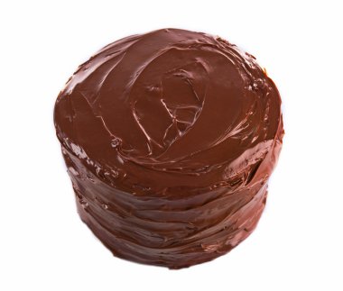 Çikolatalı kek üzerine beyaz izole