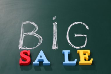 Büyük satış konsepti üzerine bir yazı tahtası arka plan