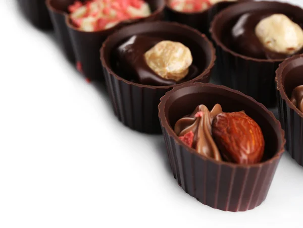 Verschiedene Schokoladenbonbons, aus nächster Nähe — Stockfoto