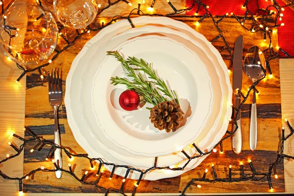 Christmas table setting — Stock Photo, Image