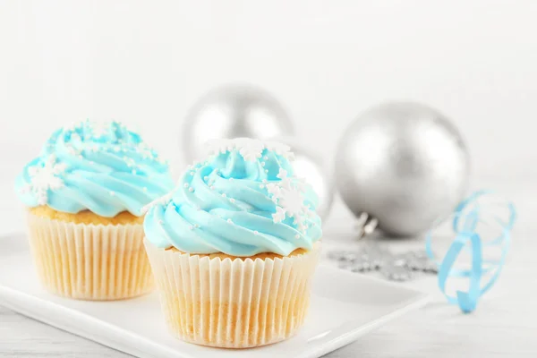 Saborosos cupcakes azuis — Fotografia de Stock