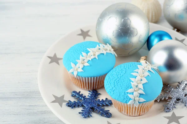 Saborosos cupcakes azuis — Fotografia de Stock