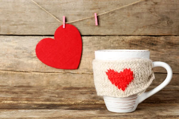 Red felt hearts — Stock Photo, Image