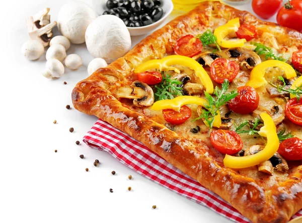 Freshly homemade pizza isolated on white — Stock Photo, Image