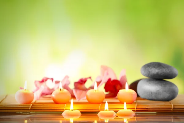 Spa still life with stones, candles — Stock Photo, Image