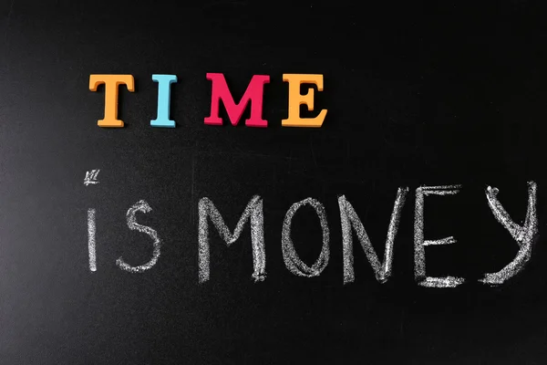 Time is money concept on a blackboard background — Stock Photo, Image