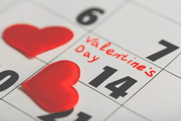 日历日期为 2 月 14-情人节，特写 — 图库照片