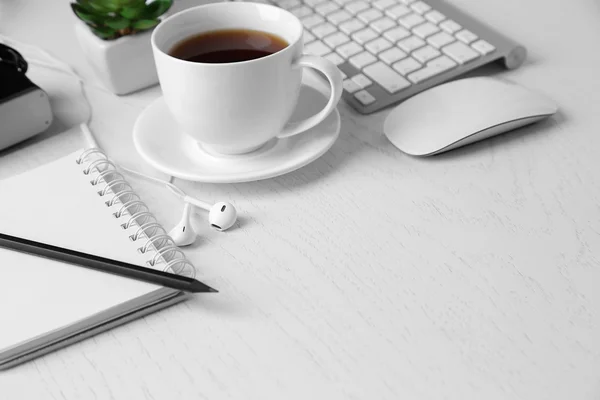 Office table with supplies — Stock Photo, Image