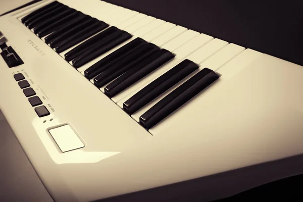 Keyboard of synthesizer closeup — Stock Photo, Image