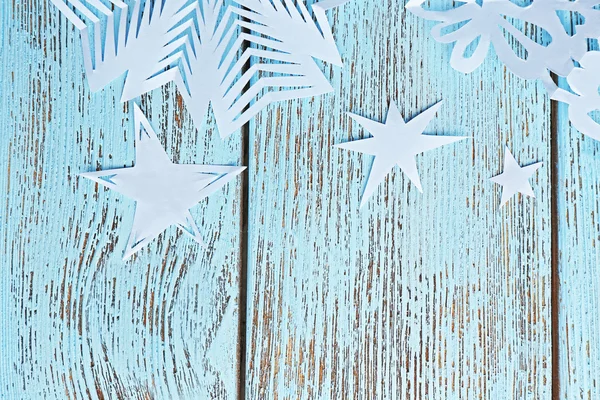 Winter background with snowflake on wooden background — Stock Photo, Image