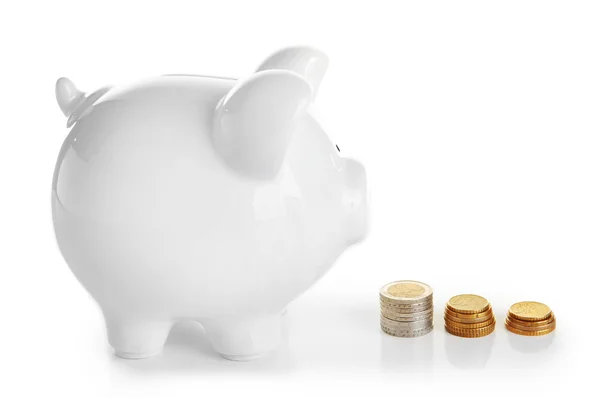 Piggy bank with coins — Stock Photo, Image