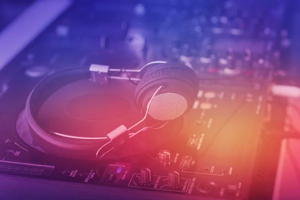 DJ mixer with headphones — Stock Photo, Image