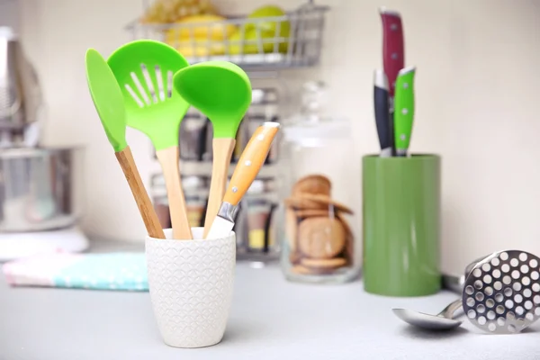 Set of cutlery in the cup closeup — Stock Photo, Image