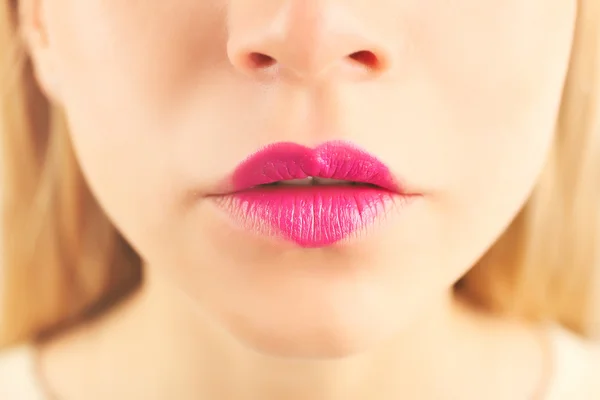 Sexy lips with heart shape paint — Stock Photo, Image