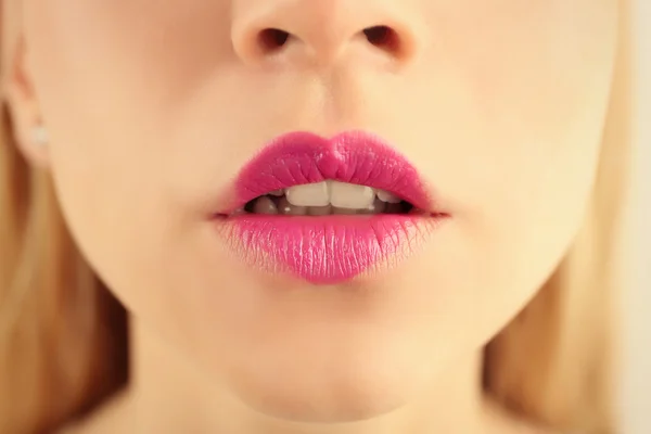 Sexy lips with heart shape paint — Stock Photo, Image