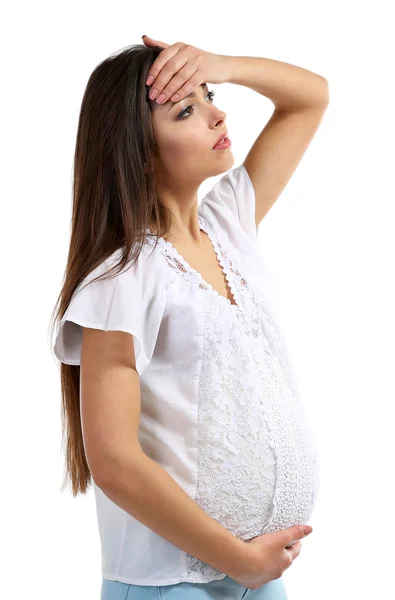 Mulher grávida bonita isolado em branco — Fotografia de Stock