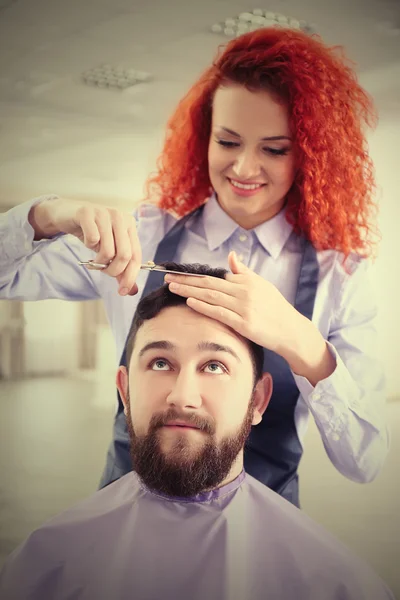 Handsome man visit barber shop Stock Picture