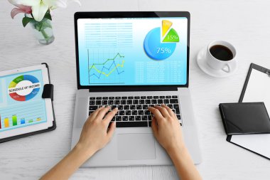 dizüstü bilgisayar, ekranda şemalı