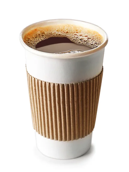 Papper kopp kaffe isolerad på vit — Stockfoto