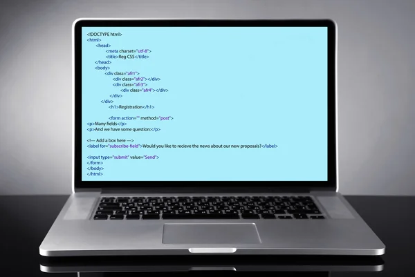 Programmiercode auf Laptop — Stockfoto