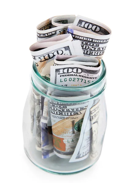 Dólares em jarra, isolados — Fotografia de Stock