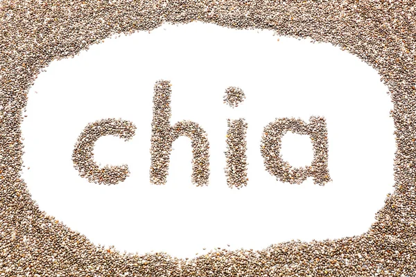 Chia word made from chia seeds — Stock Photo, Image