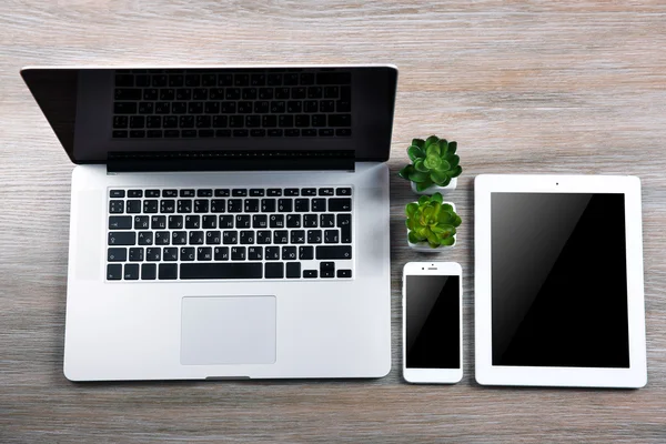 Modern laptopon on table — Stock Photo, Image