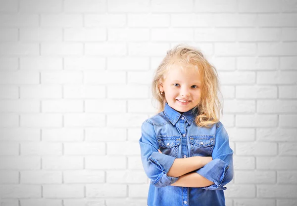 Little girl in jeans suit — Stock Photo, Image