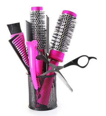 Beyaz izole araçlarıyla Kuaför ayarla