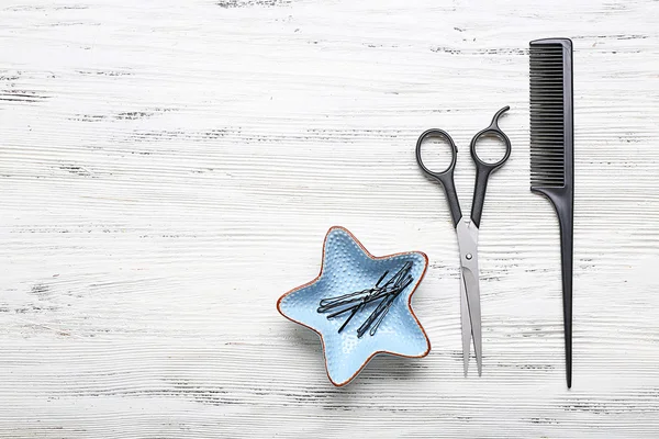 Hairdresser set with various accessories — Stock Photo, Image