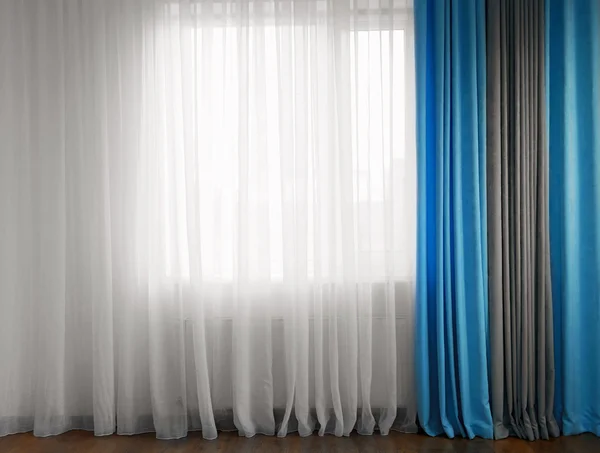 Blue and grey curtains — Stock Photo, Image