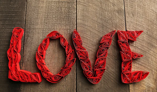 Red quilling word love — Stock Photo, Image