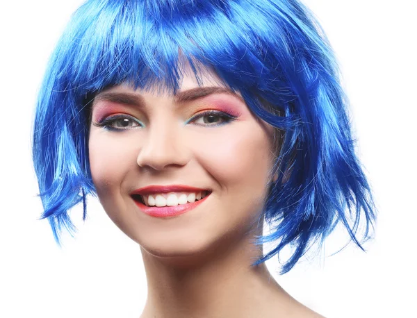 Vacker flicka med färgglad makeup — Stockfoto