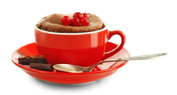 Torta tazza con mirtillo rosso e cioccolato isolato su bianco — Foto Stock