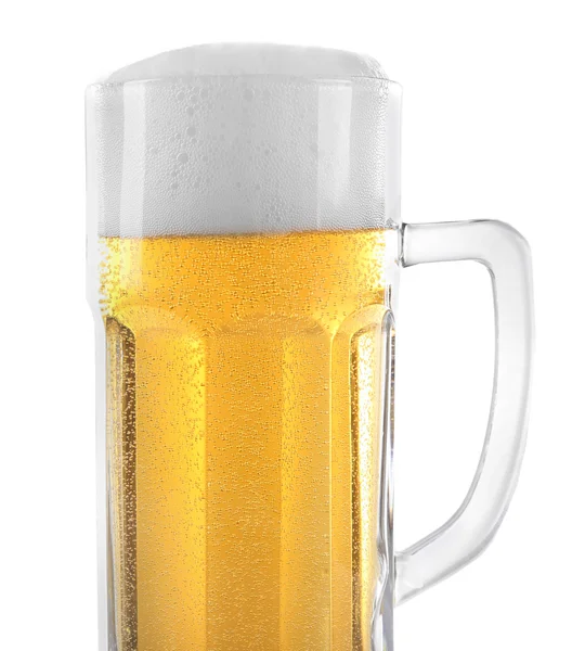 Verre de bière légère, isolé sur blanc — Photo
