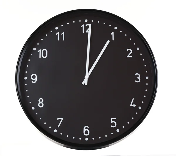 Relógio redondo parede preta — Fotografia de Stock