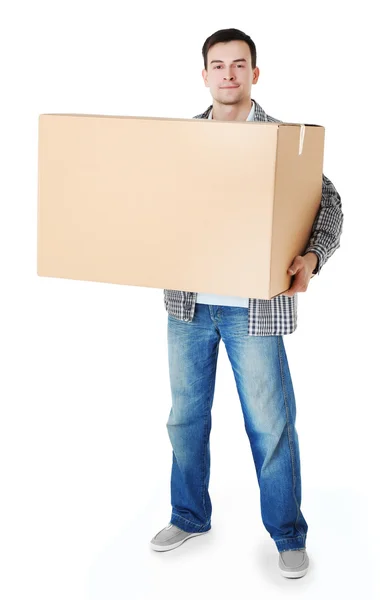 男人抱着纸箱 — 图库照片