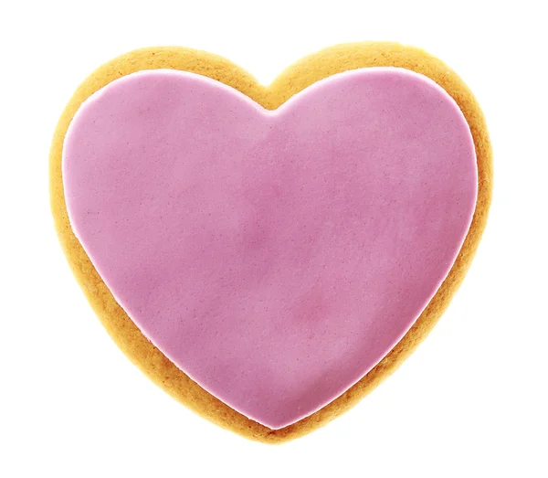 Valentine serca cookie na białym tle — Zdjęcie stockowe