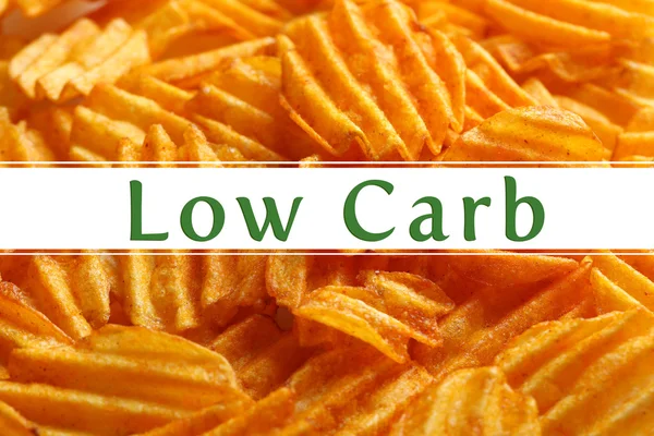 Text Low Carb on potato chips — Stock Photo, Image