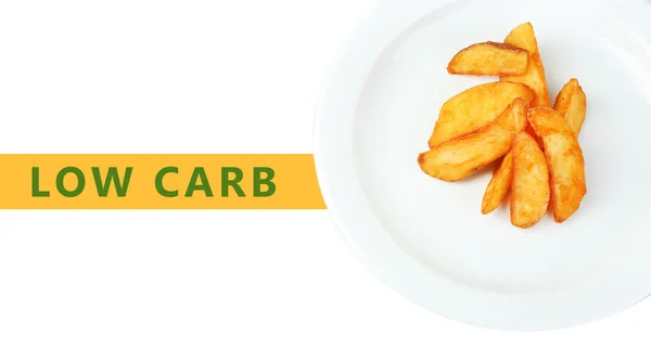Fried potato and text Low Carb — Stock Photo, Image